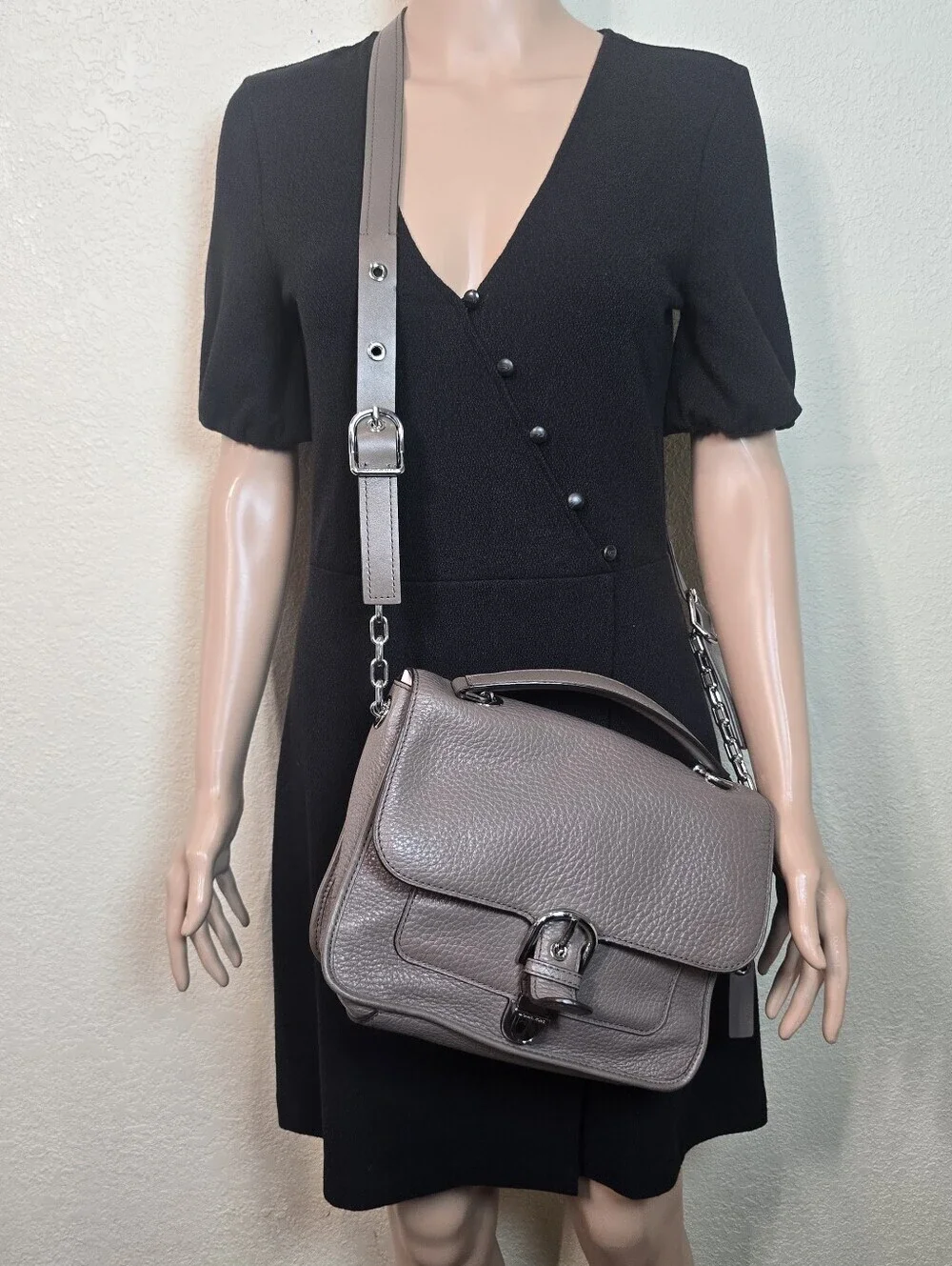 Michael Kors Leather Crossbody Gray-
